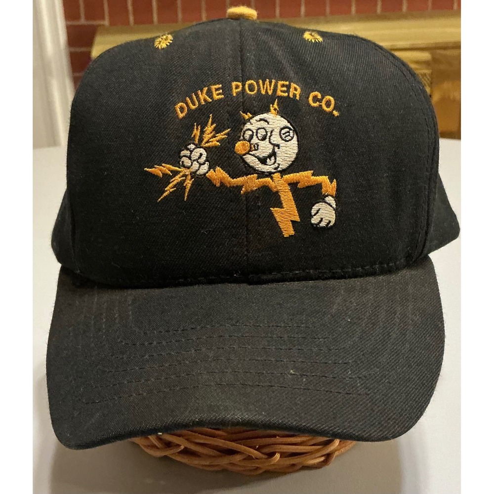 VTG USA Made 70s 80s Duke Power Co Reddy Kilowatt DeLONG Snapback Hat Black Cap
